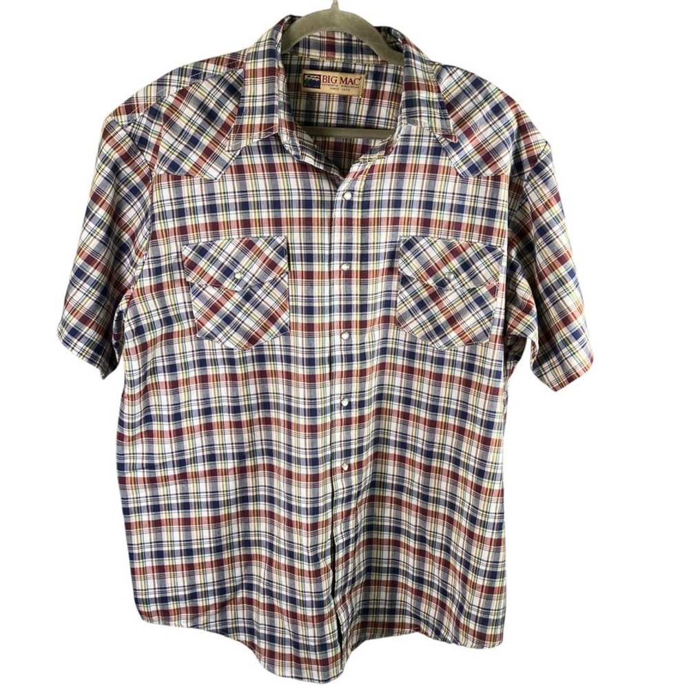Vintage Big‎ Mac Plaid Western Short Sleeve Shirt Mens XL Workwear